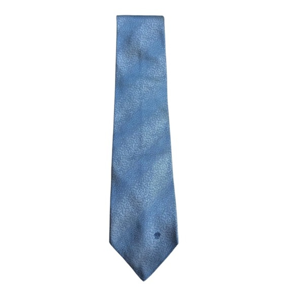 Vintage Versace Light Blue Silk Medusa Logo Textured Jacquard Tie Made in Italy